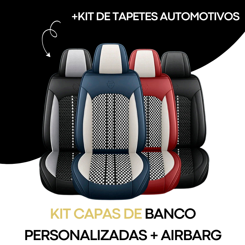 Capa Universal Evotek Completa para Carro em Couro Legítimo com AirBag +3 BRINDES: Tapetes Automotivos